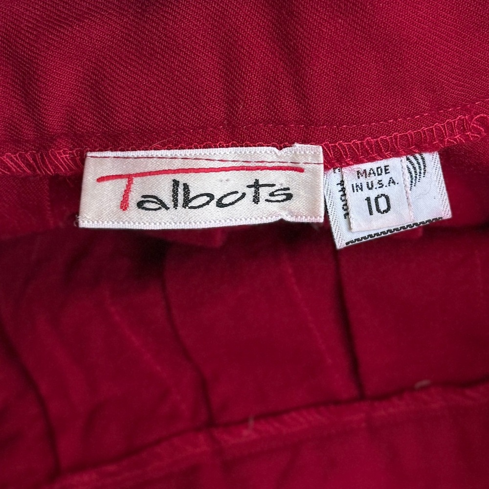 Talbots midi Pleated Skirt VTG 60s Soft Burgundy Red  %100 Wool size 10 - Picture 11 of 11